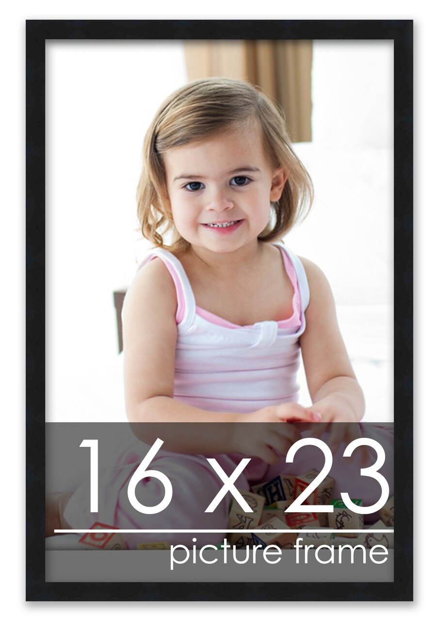 16x23 Simple Black Picture Frame - UV Acrylic, Foam Board Backing, Hanging Hardware